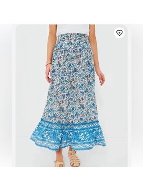 Tuckernuck Blue and White Floral Tiered Maxi Skirt